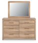 Hollymount King Upholstered Panel Bed, Dresser and Mirror