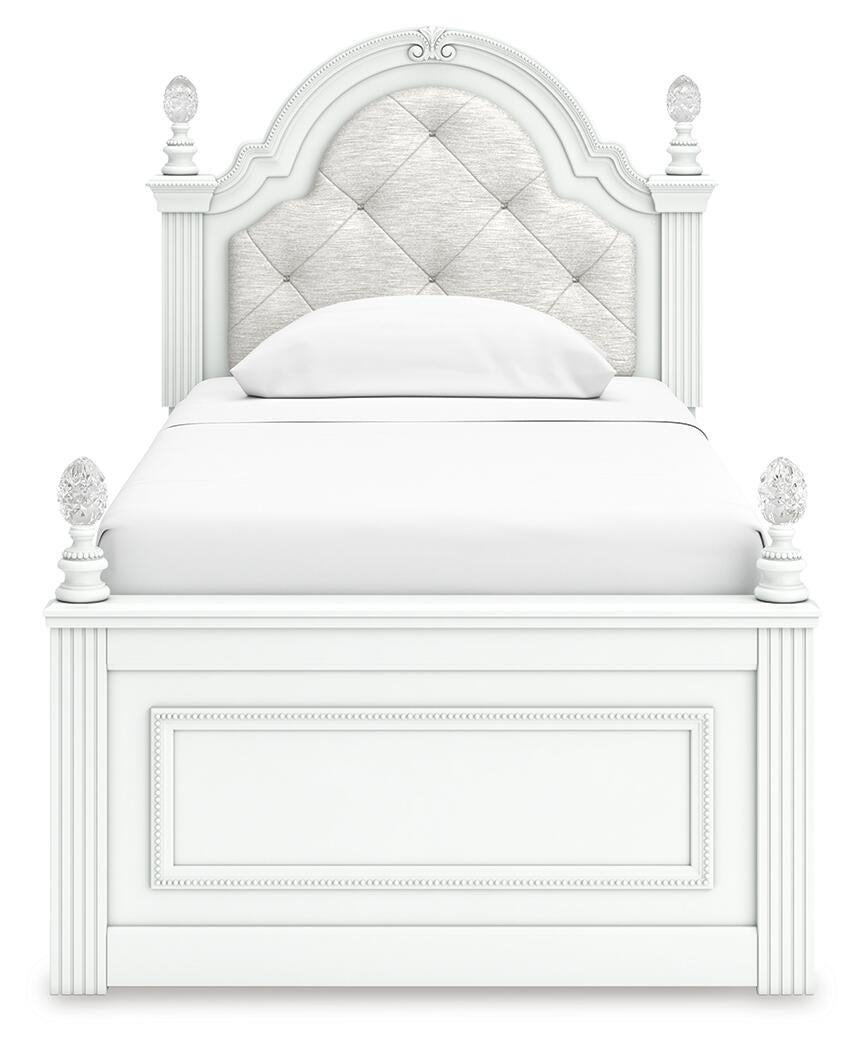 Maylilly Twin Upholstered Panel Storage Bed, Dresser, Mirror and Nightstand