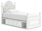 Maylilly Twin Upholstered Panel Storage Bed, Dresser, Mirror and Nightstand