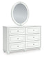 Maylilly Full Upholstered Panel Bed, Dresser, Mirror and Nightstand