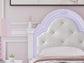 Maylilly Twin Upholstered Panel Bed, Dresser and Mirror
