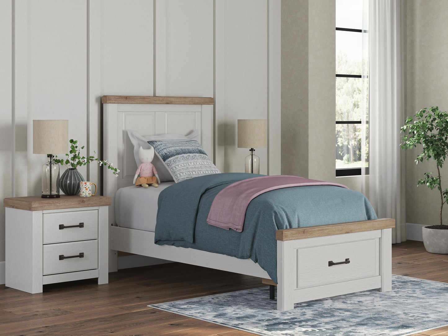 Savonport Twin Panel Storage Bed, Dresser and Mirror