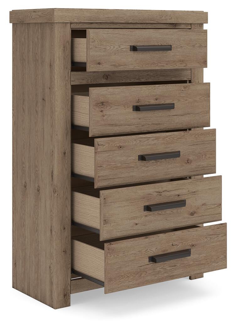 Garistyn King Panel Bed, Dresser, Mirror, Chest and Nightstand