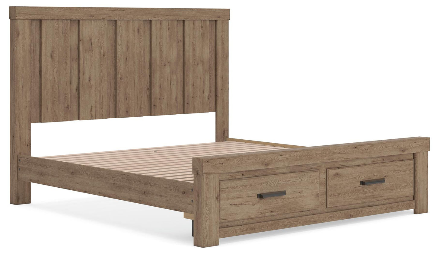 Garistyn King Panel Storage Bed, Dresser and Mirror