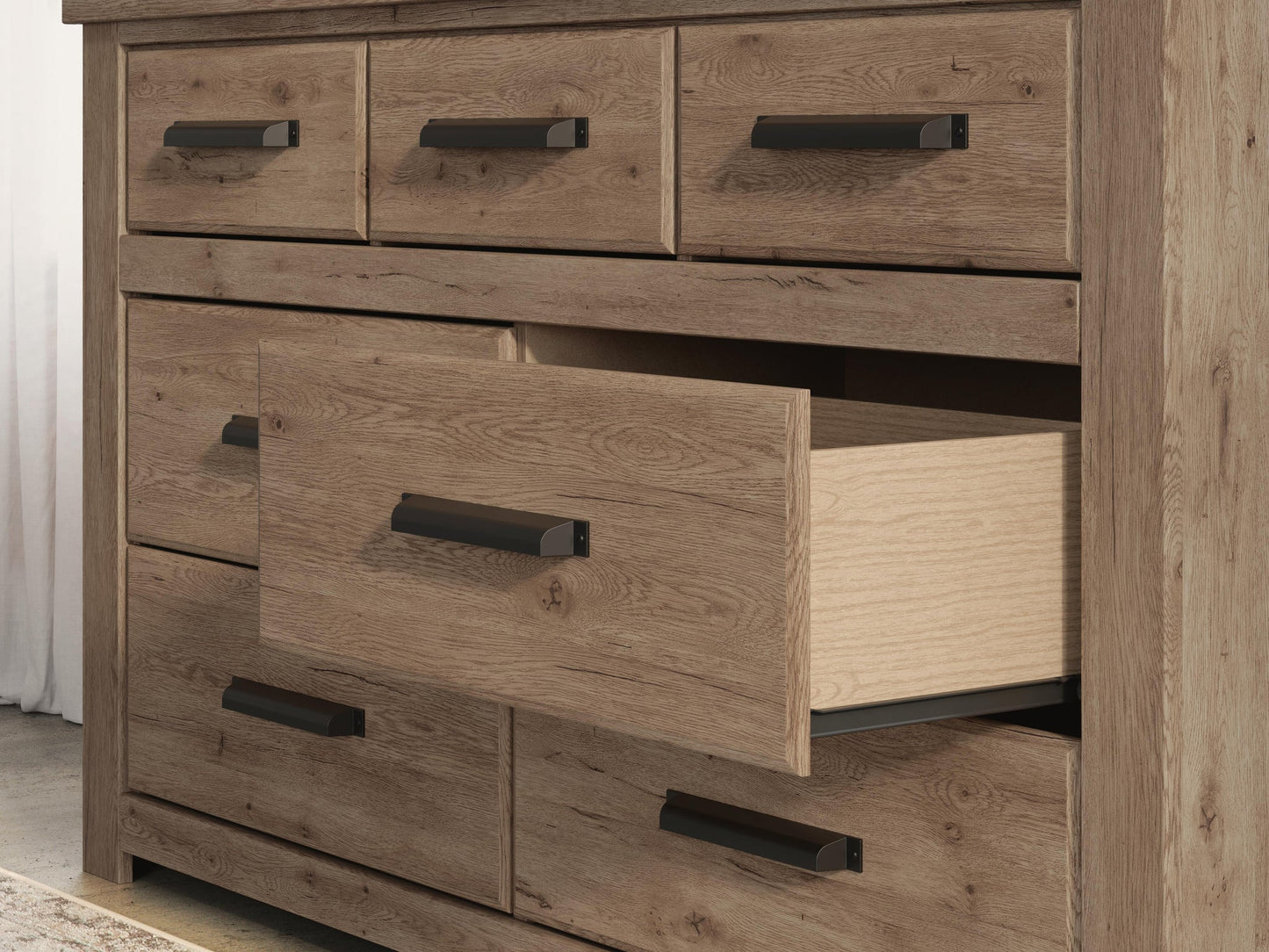 Garistyn King Panel Storage Bed, Dresser, Mirror, Chest and Nightstand